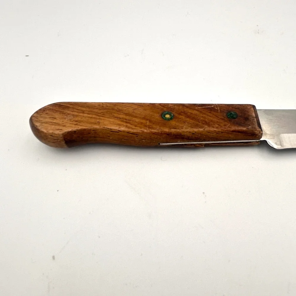 Vintage 1970s‎ Ekco Eterna Slicer Knife Stainless Steel USA Wood Handle 12.5
